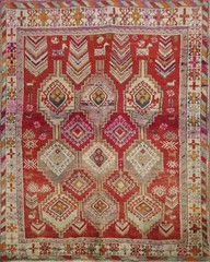 Tribal Geometric Red Rug 4×5 Hand-knotted Wool Traditional Vintage for Any Room