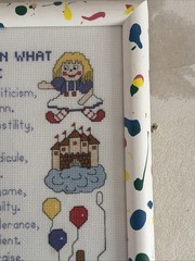 VTG Handmade Cross Stitch Sampler Children Learn What They Live Framed Art Decor