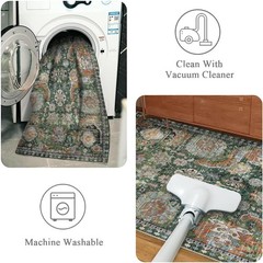 Durable Washable Area Rug 3′ x 5′ – Non-Slip & Vintage Elegance for Any Room