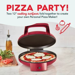 Dash 12″ Pizza Maker and 180 Griddle Dual Cooking Surfaces, Nonstick 450°F Heat