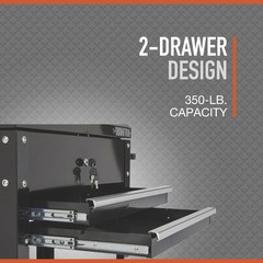 Ironton 28in. 2-Drawer Tool Cart, 30-1/2in.L x 14-1/2in.W x 33in.H, 350-Lb.