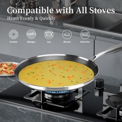 Innerwell Nonstick Crepe Pan 12 inch Stainless Steel Crepe Pan Honeycomb Coating