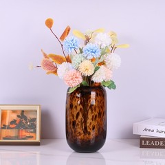 10.3in ber Vase,Tortoise Decor,Brown Glass,Round Art,Modern Clear