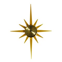 Mid Century Modern Sunburst Wall Clock – 3D Printed– 16″ x 12″