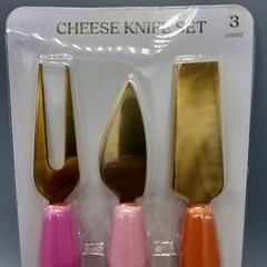 Cheese Knife Set – 3 Pieces with Colored Handles – Hand Wash Only