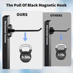 6 Pcs Magnetic Hooks 4.2in Heavy Duty Strong Magnet Hangers Black