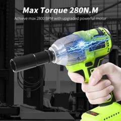 Impact Wrench Gun BRUSHLESS Cordless 20V Li-Ion 1/2” Driver 2200RPM 2 BATTERIES