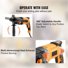 Rotary Hammer Drill Corded Drills 1″ 4 Modes SDS-Plus Chipping Hammers