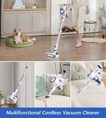 Cordless Vacuum Cleaner 65Kpa Suction Rechargeable 60min 1.5L Stick Lightweight