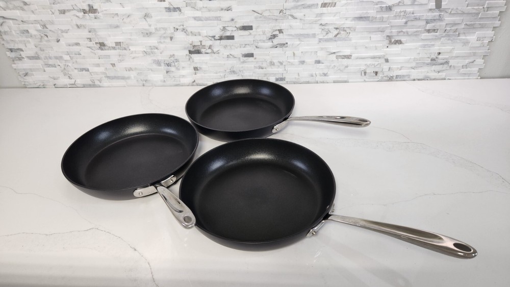 THREE All-clad Essentials 12″ Non-Stick Fry Pan