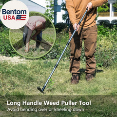 Weed Puller Tool with Long Handle(58In), 2-In-1 Gardening Hand Tools Weeds Remov