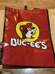 Buc-ees Grocery Bag Handle Black Red Beaver Travel Shopping Tote New Gift Bag
