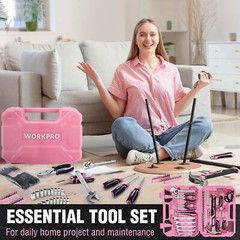 WORKPRO Pink Tool Set 84 PCS Tool Kit for Women Basic Household Pink Tool Box US