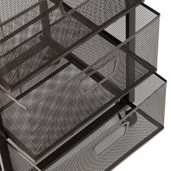 Mind Reader 13 in. W x 24.25 in. H Black 3-Drawer Pull-Out Metal Storage Cart
