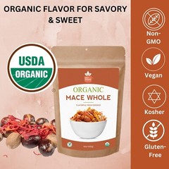 Organic Whole Mace Spice – Myristica Fragrans, Perfect for Cooking & Baking, 2OZ