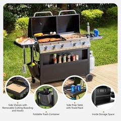 5-Burner Propane Gas Grill and Griddle Combo Stainless Steel Outdoor Patio