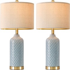 Luxurious 24.25” Energy Efficient LED Table Lamps Set in Blue for Cozy Spaces