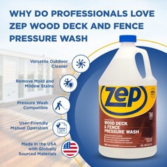 Zep Wood Deck and Fence Pressure Wash Cleaner Concentrate – 1 Gallon (Case of 4)