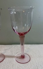 VTG La Mediterranea Spanish Ombré Pink Handblown 10 oz Wine Glasses, 9.5”, Set/2