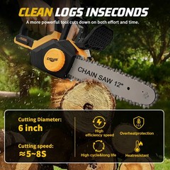 12 Inch Brushless Electric Chainsaw for DeWalt 20V Battery With Oiler