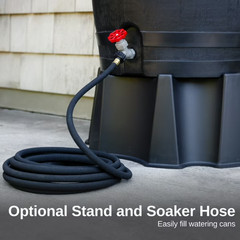 RTS Home Accents Polyethylene 50 Gallon Flat Back Eco Rain Barrel, Black Color