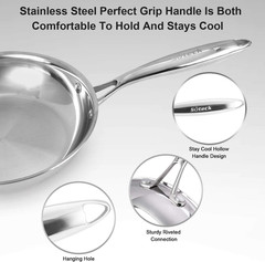 Stainless Steel Frying Pan Set 2 Piece, 8,10 Inch Tri-Ply Frying Pans Non Stick,