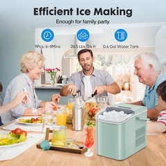 Portable Countertop Ice Maker Self-Cleaning Machine 9 Cubes in 6 Mins 26.5lbs