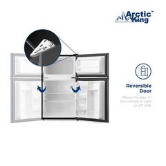 Arctic King 3.2 Cu ft Two Door Mini Fridge with Freezer, Stainless Steel, E-Star