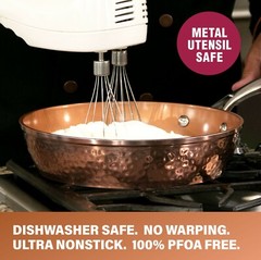 Gotham Steel 12” Hammered Copper Titanium Ultra Nonstick Fry Pan with Lid