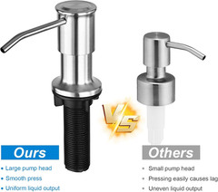Kitchen Sink Soap Dispenser, Brushed Nickel, with 47″ Extension Tube Kit