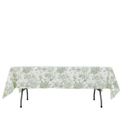 60″ x 102″ Dusty Sage French Toile Pattern Polyester Rectangular Tablecloth