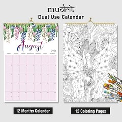 Wall Calendar,12 months large floral Calendar runs from Jan – Dec Spiral 2026