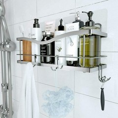 KINCMAX Premium Shower Caddy – Self Adhesive Shower Organizer w/ 4 Hooks, Drill-