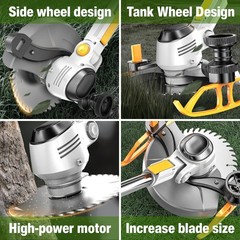 20V Brushless Brush Cutter Cordless Weed Trimmer w/ LCD＆4.0Ah Battery＆Blades