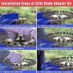 New 8 Inch Steel Wire Wheel Brush Grass Trimmer Head Weed With Adapter Kit US