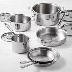 All-Clad D3® Tri-Ply Stainless-Steel 10-Piece Cookware Set, with 3-Qt. Saucepan,