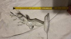 2) Christmas Deer Reindeer Stag Stocking Banner Holder Large Cast Iron Silver