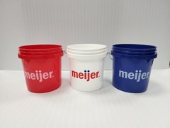 Meijer Red, White & Blue Mini Bucket 4″ Tall HTF Fast Shipping 3pk.