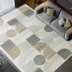 Large Machine Washable 5×7 Area Rug, Soft Modern Geometric Abstract Beige Rug…