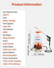 VEVOR Gas Powered Backpack Sprayer 26.5CC 0.9HP Engine 5 Gallon Garden Sprayer