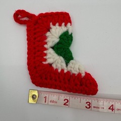 Vtg Handmade Crochet Christmas Ornaments LOT of 4 Santa Stocking Holiday Decor