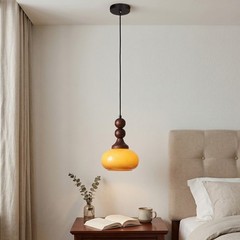 7in Mid Ancient Style Caramel Colored Glass Pendant Light, Home Decoration Light