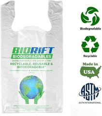 Biorift 1000ct Large T-Shirt Bags | Durable Grocery Shopping Bags | Made in USA