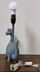 Brontosaurus Dinosaur Lamp with 10″ Diam White Shade Gray Resin Nursery Decor