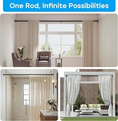 Tension Curtain Rod，40-86IN(3.33-7.17Ft) One-Click Fast Extension Rod Easy to