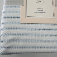 3 Piece Twin Size Bed Sheet Set Pin Stripe Pattern Ultra Soft Easy Care