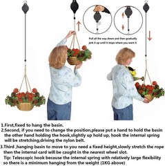 Gardening Plant Hooks Retractable Elevating Hanging Basket Bird Cage Bird