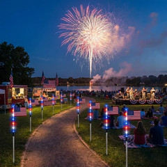 8Pcs Solar American LED Flag Stake Lights Set for 4th of July Garden Yard Decor