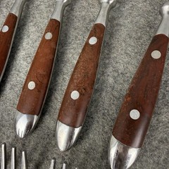 Williams Sonoma Cafe Bois Stainless Flatware Brown Woodgrain Bistro 40 Pc Set
