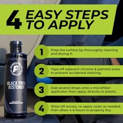 Black Trim Restorer – Lasts 6+ Months, Dye Infused Waterproof Plastic 4 Oz